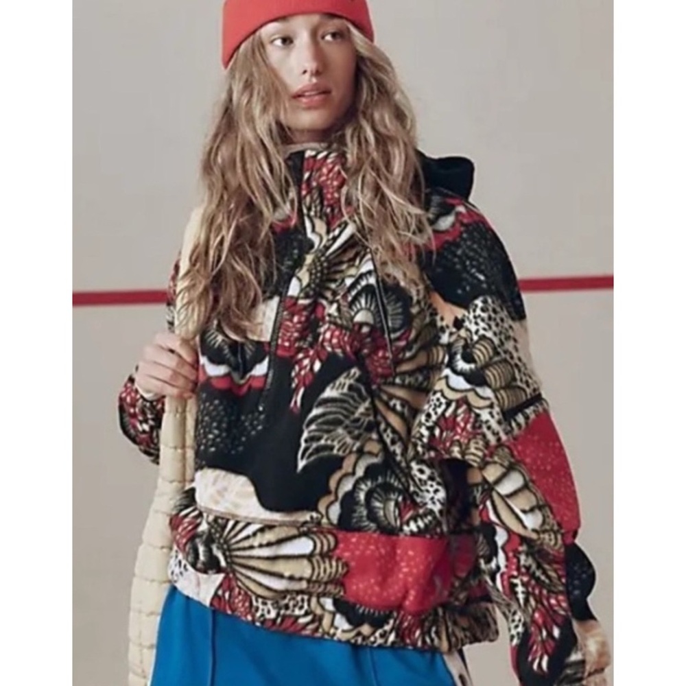Free People Wild And Free Printed Fleece Pullover Hoodie Wildflower L - Picture 3 of 5